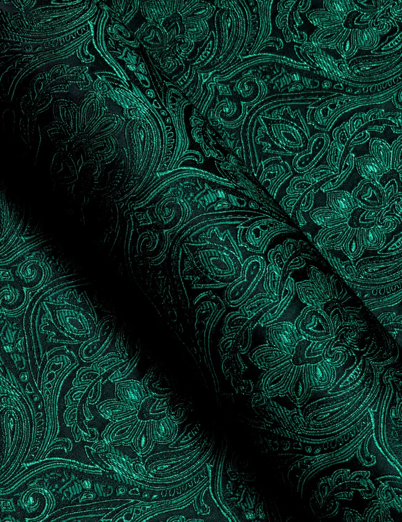 Dark Green Paisley Men's Casual Business Long Sleeve Shirt