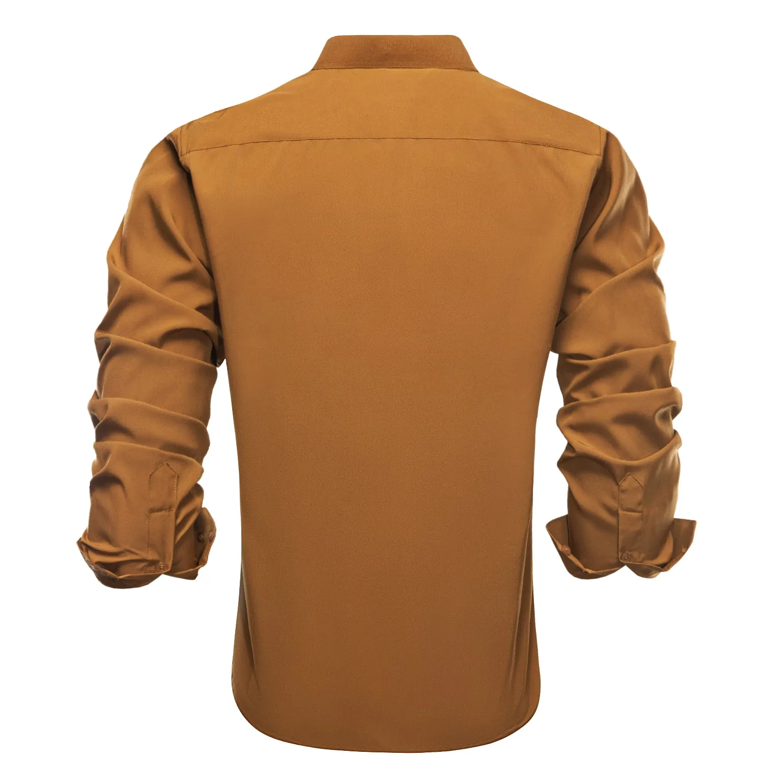 Deep Orange Solid Men's Long Sleeve Business Shirt