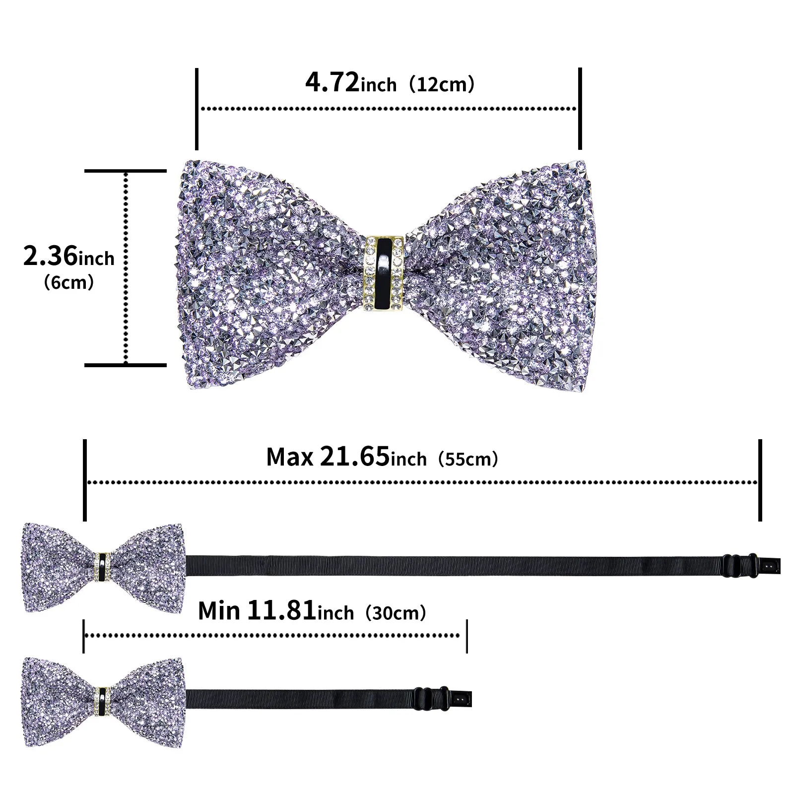 DiBanGu Imitation Crystal Bowtie Silver Diamond Sequin Men's Pre-Bow Tie