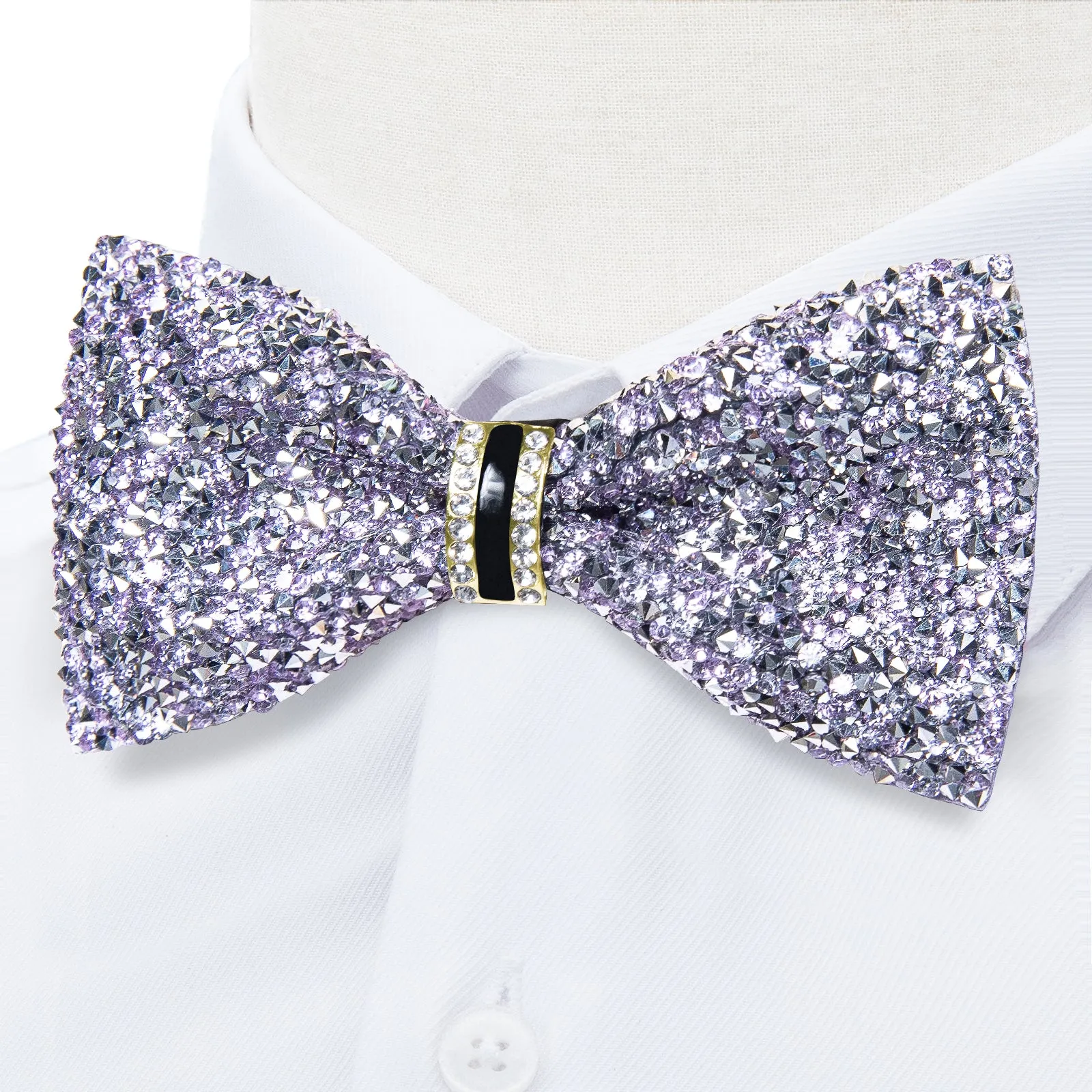 DiBanGu Imitation Crystal Bowtie Silver Diamond Sequin Men's Pre-Bow Tie