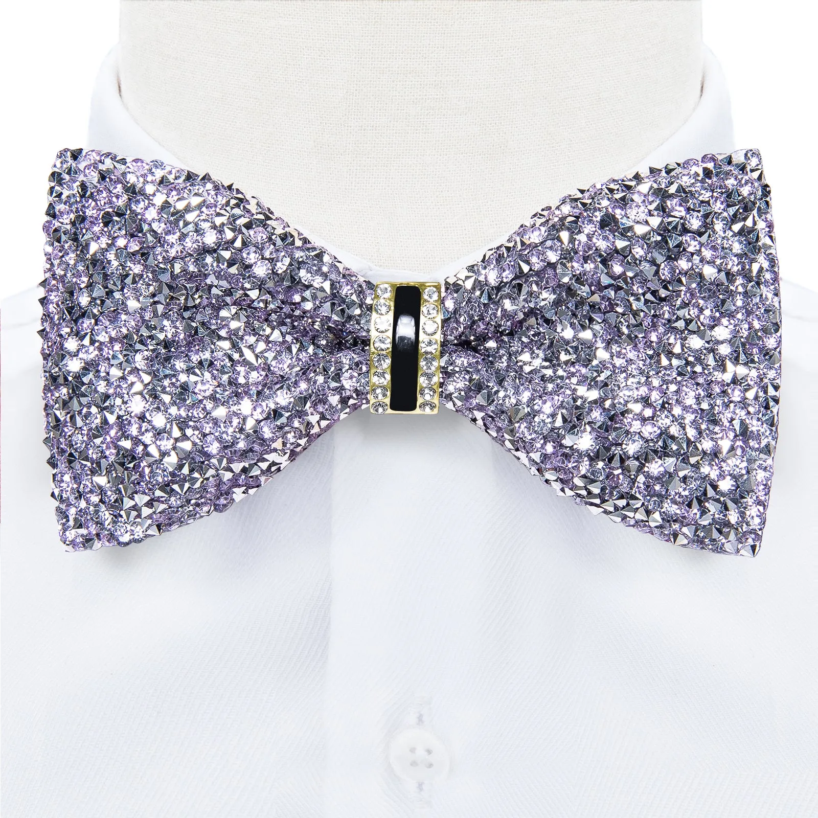 DiBanGu Imitation Crystal Bowtie Silver Diamond Sequin Men's Pre-Bow Tie