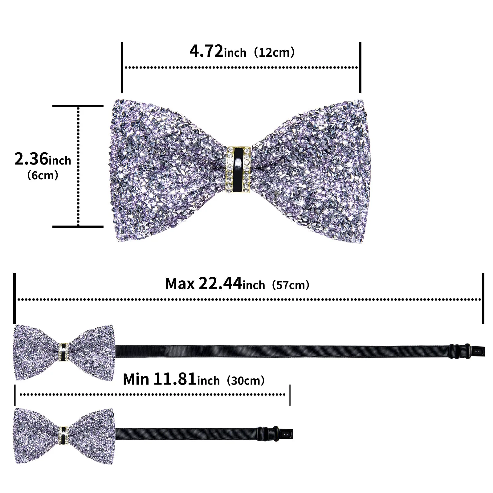 DiBanGu Imitation Crystal Bowtie Silver Diamond Sequin Men's Pre-Bow Tie