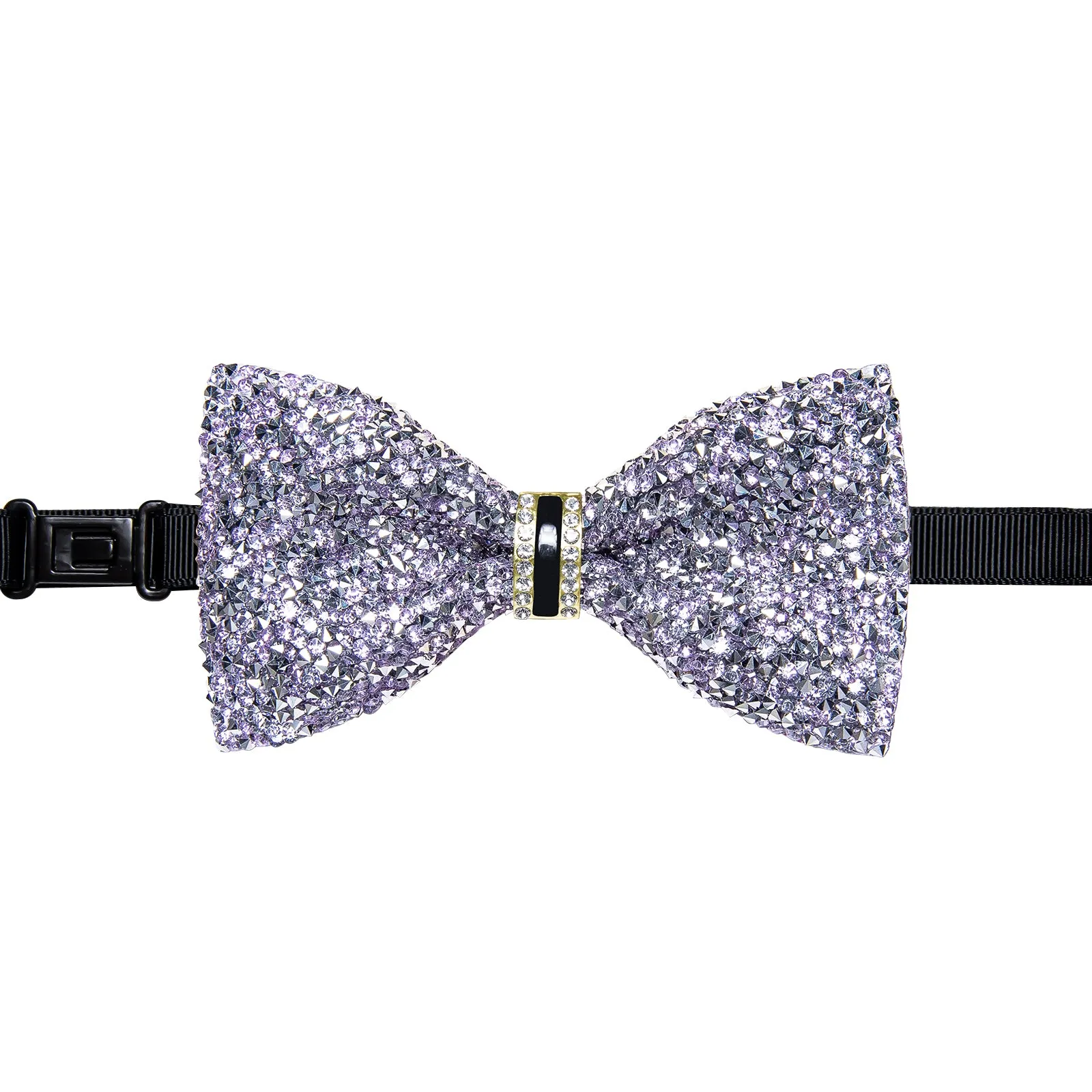 DiBanGu Imitation Crystal Bowtie Silver Diamond Sequin Men's Pre-Bow Tie