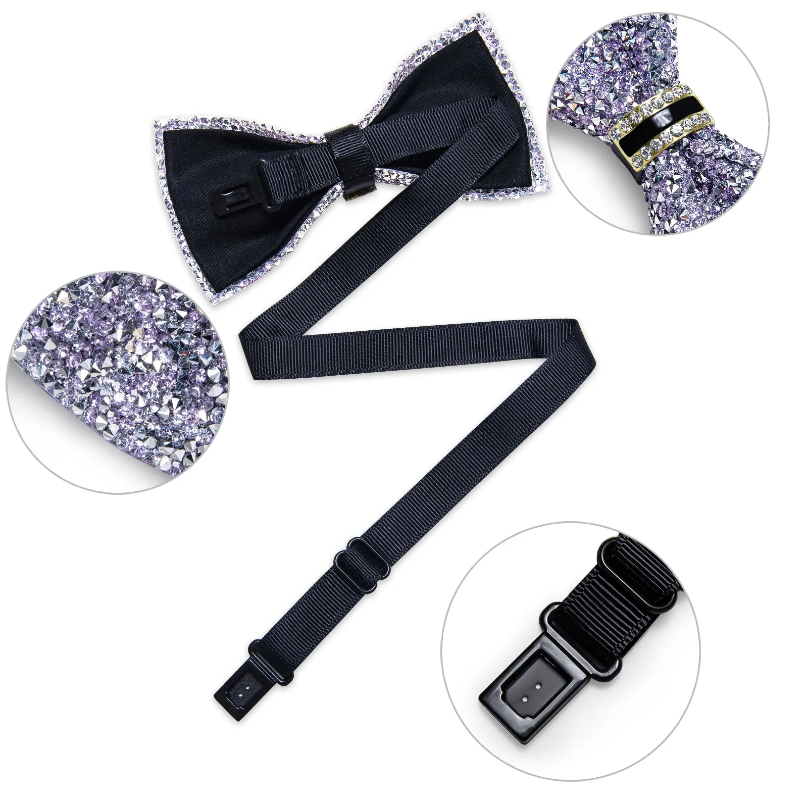 DiBanGu Imitation Crystal Bowtie Silver Diamond Sequin Men's Pre-Bow Tie