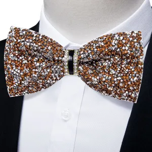 DiBanGu Imitation Diamond Bow Tie Gold Silver Crystal Men's Pre Tied Bow Ties