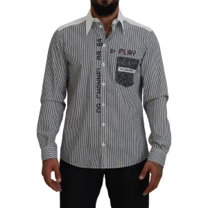 Dolce & Gabbana Classic Black and White Striped Button-Down Shirt