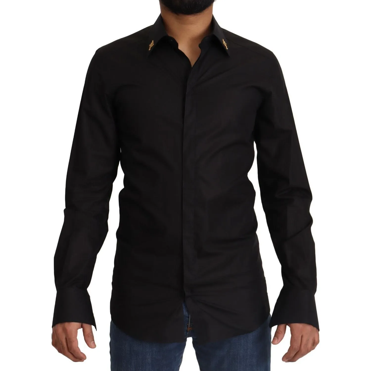 Dolce & Gabbana Elegant Slim Fit Black Cotton Dress Shirt