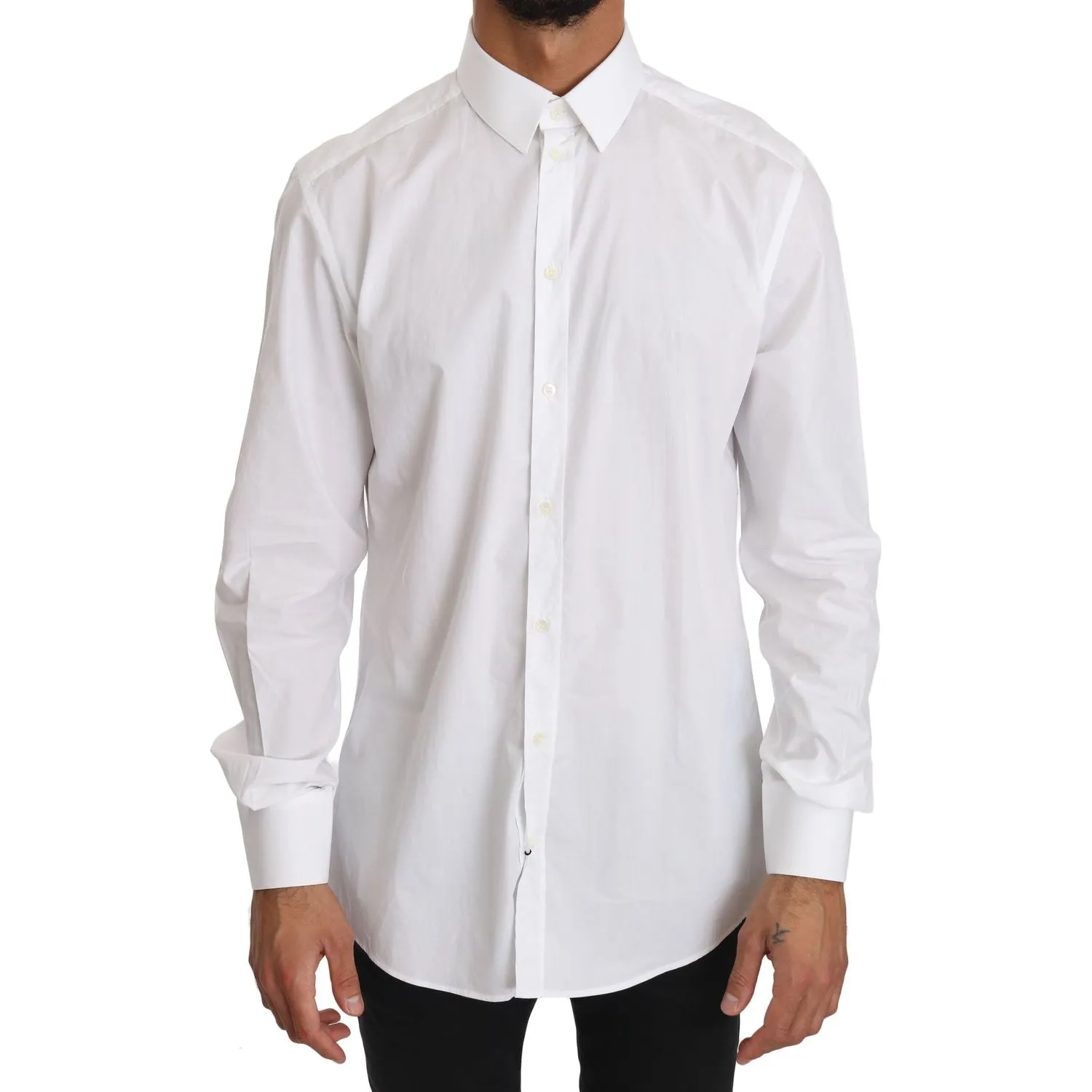 Dolce & Gabbana Elegant Slim Fit Dress Shirt in Pure White