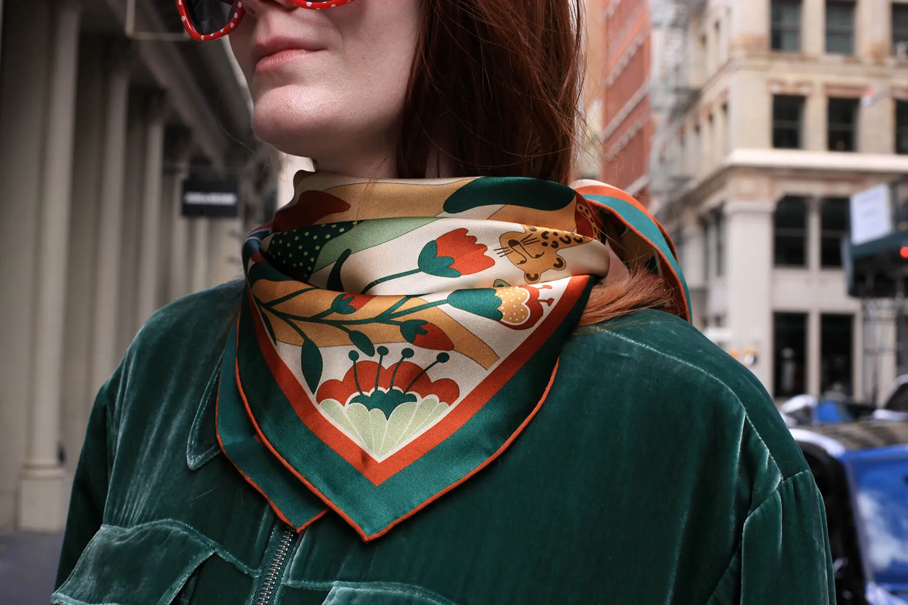 Double Sided Silk Scarf Of Green Wonderland