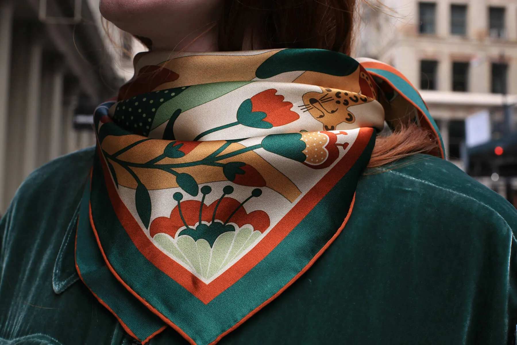 Double Sided Silk Scarf Of Green Wonderland