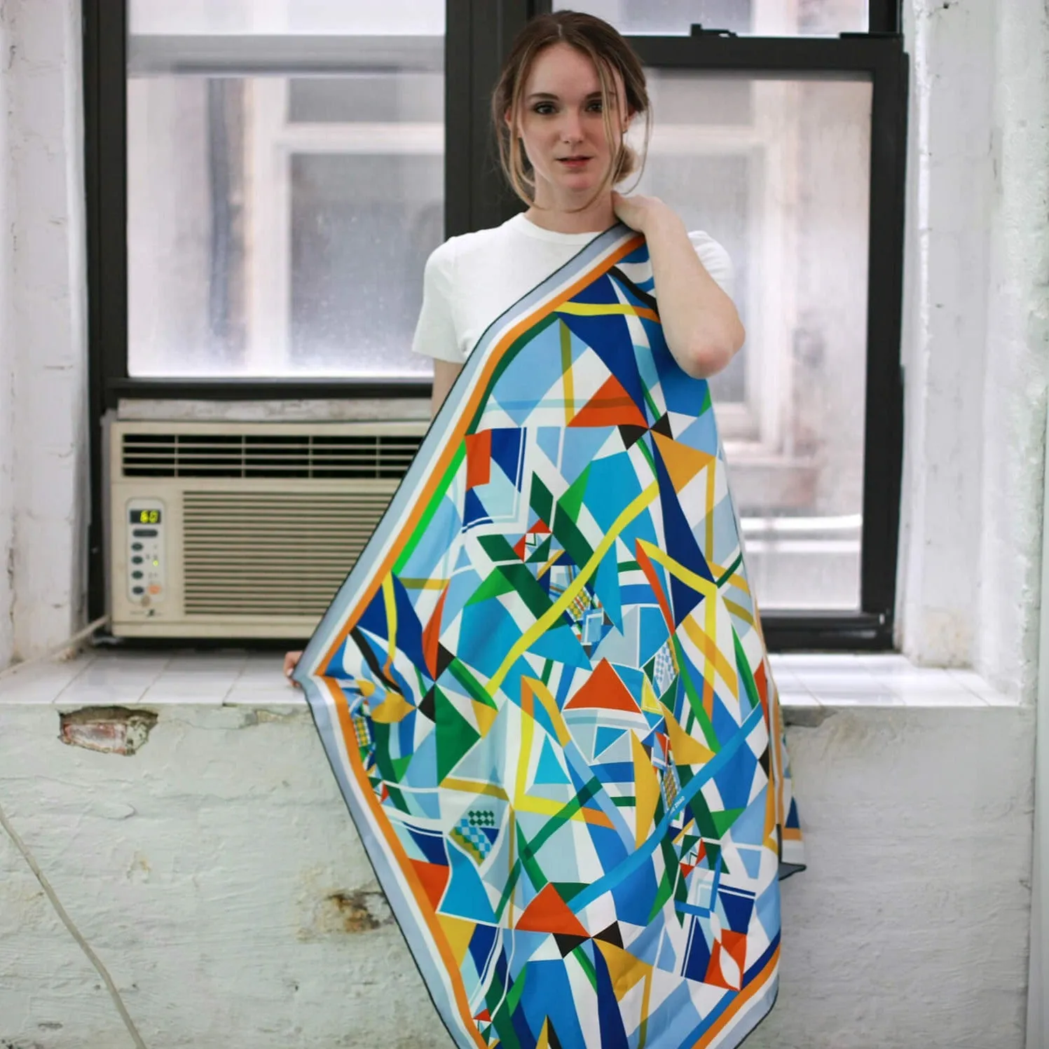 Double Sided Silk Scarf Of Triangle Magic