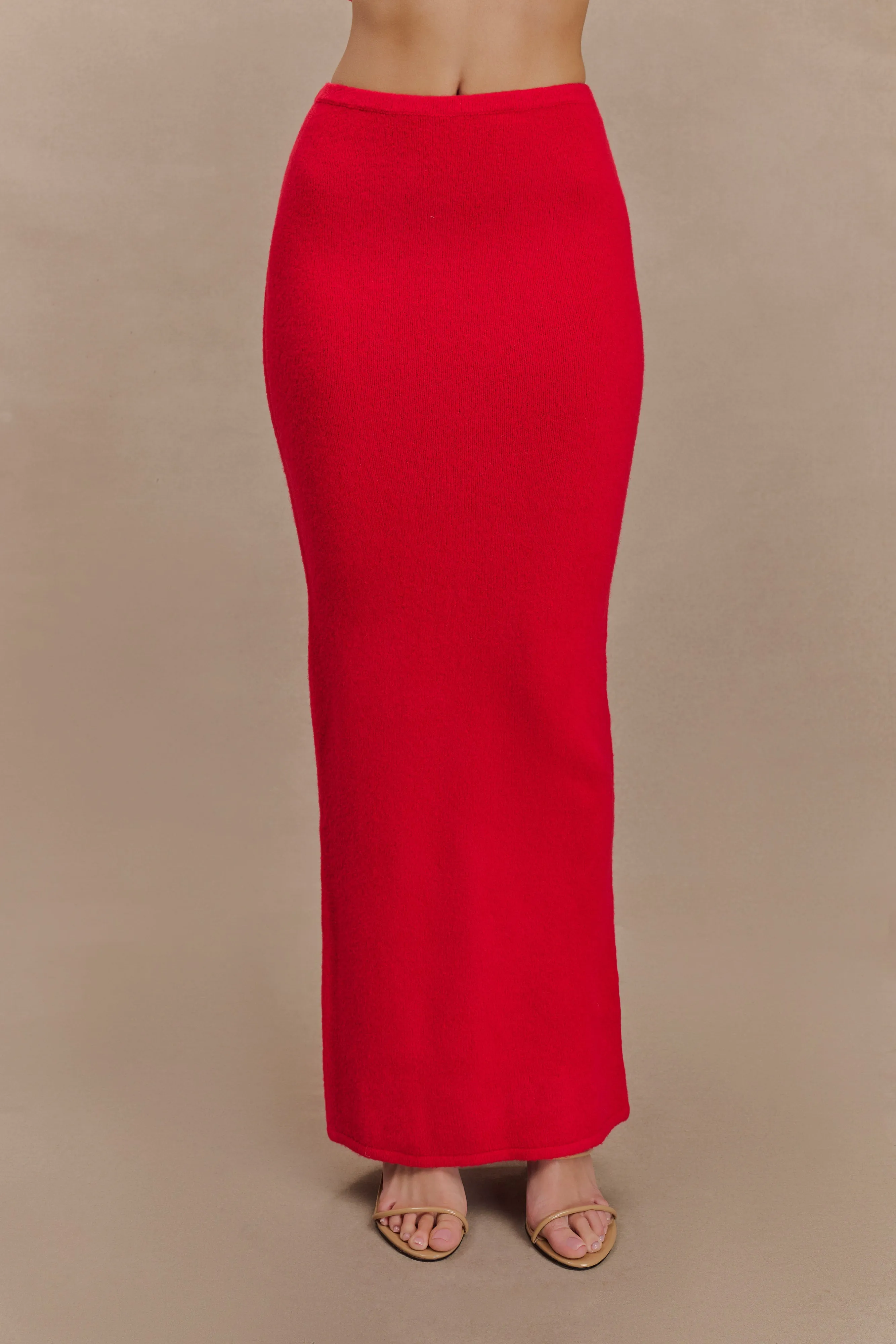 Elise Knit Maxi Skirt - Red