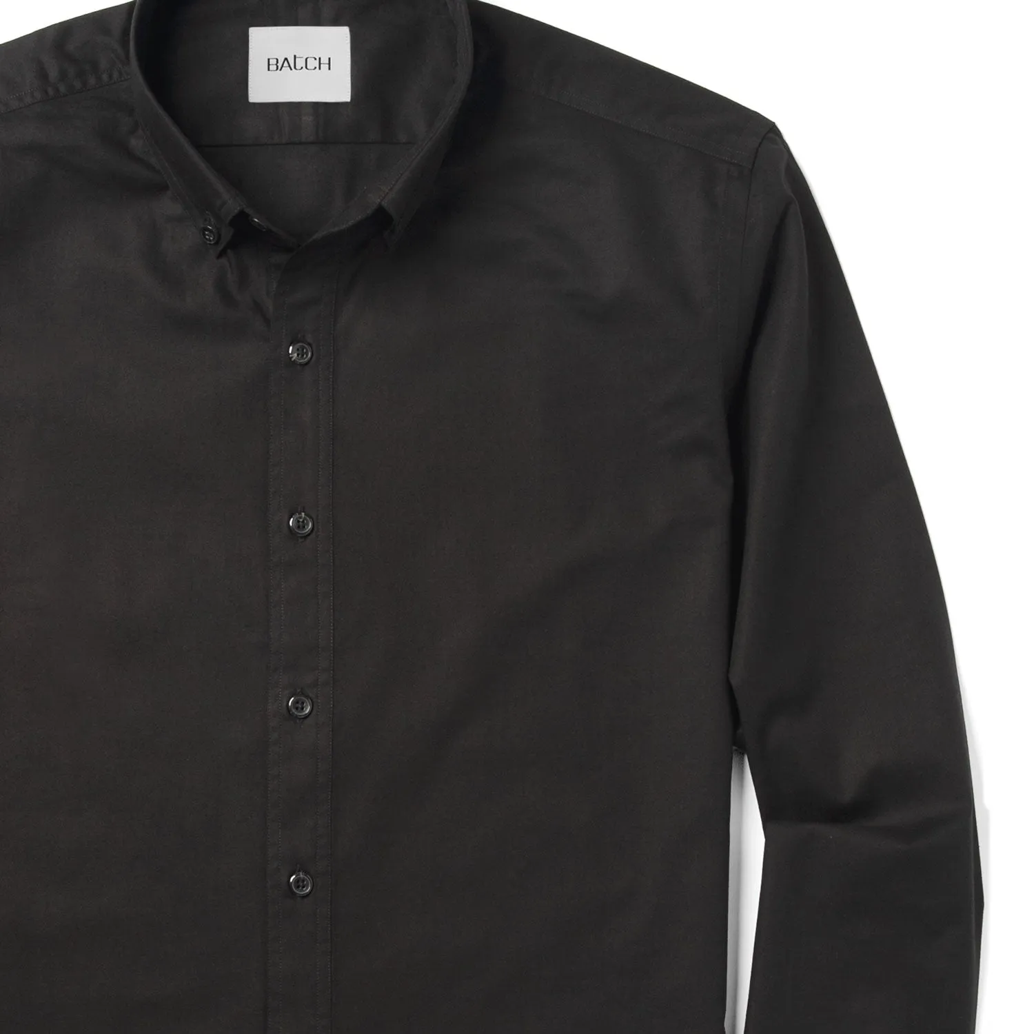 Essential Button Down Collar Casual Shirt - Jet Black Cotton Twill