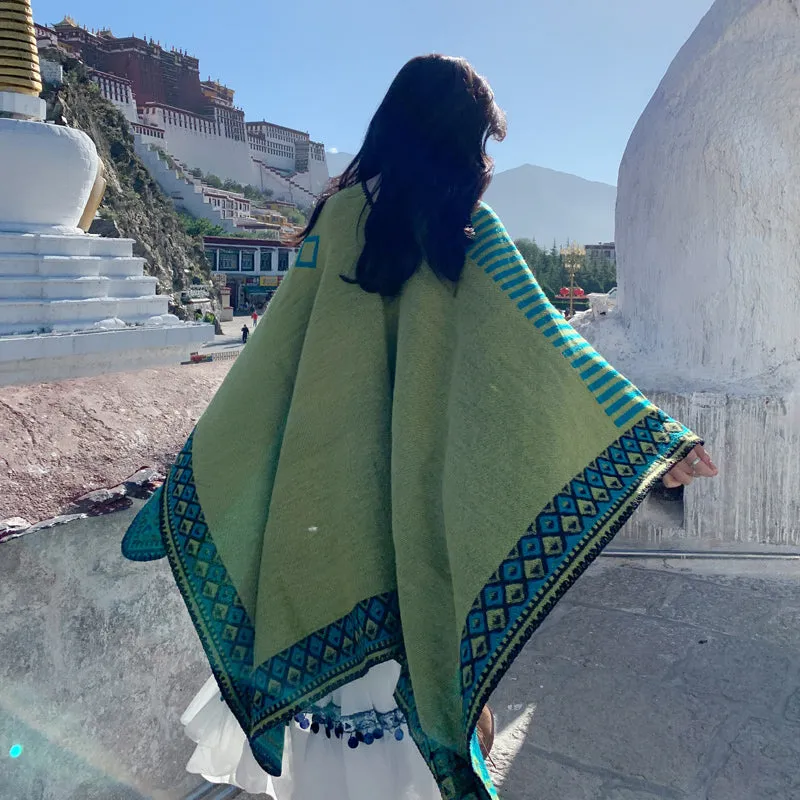 Ethnic Tibetan shawl cloak Warm Scarf