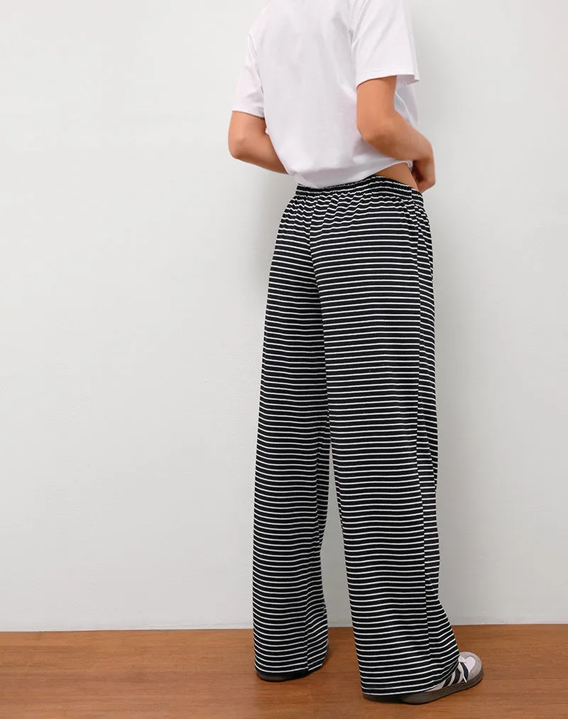 Eunice Trouser in Black and White Stripe