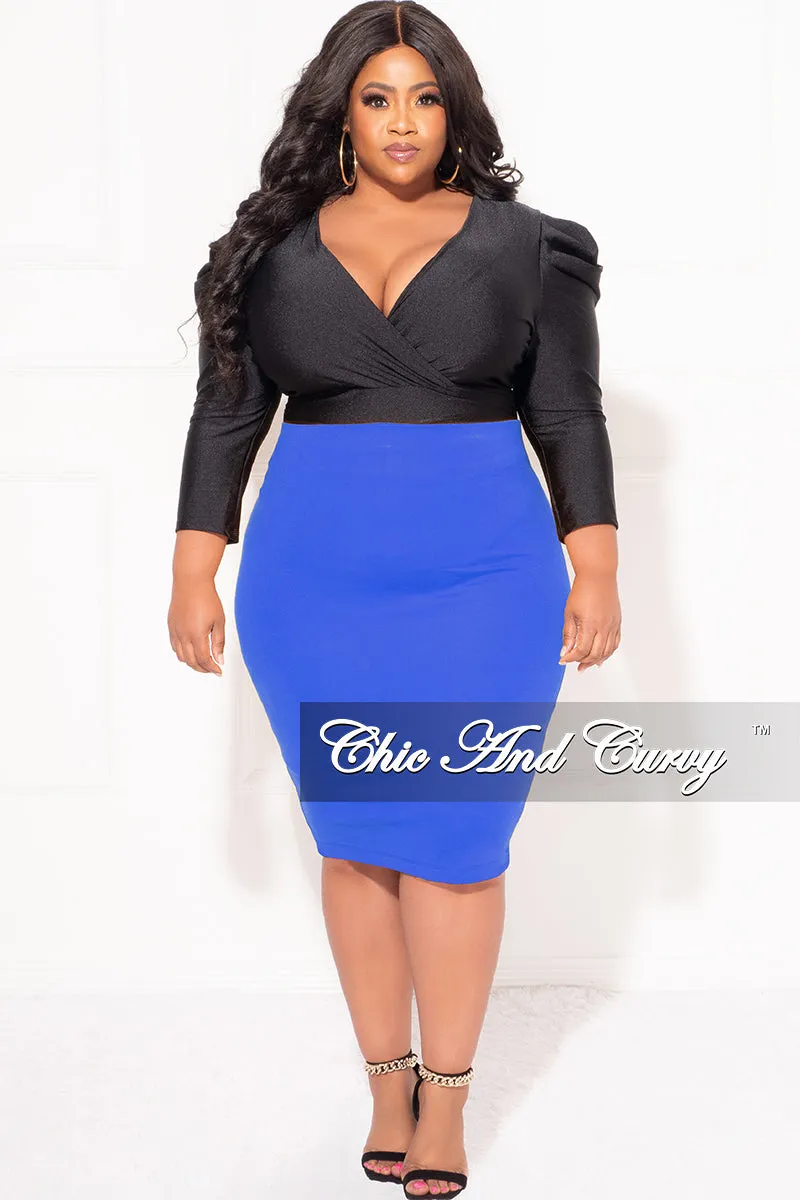 Final Sale Plus Size Pencil Skirt in Royal Blue