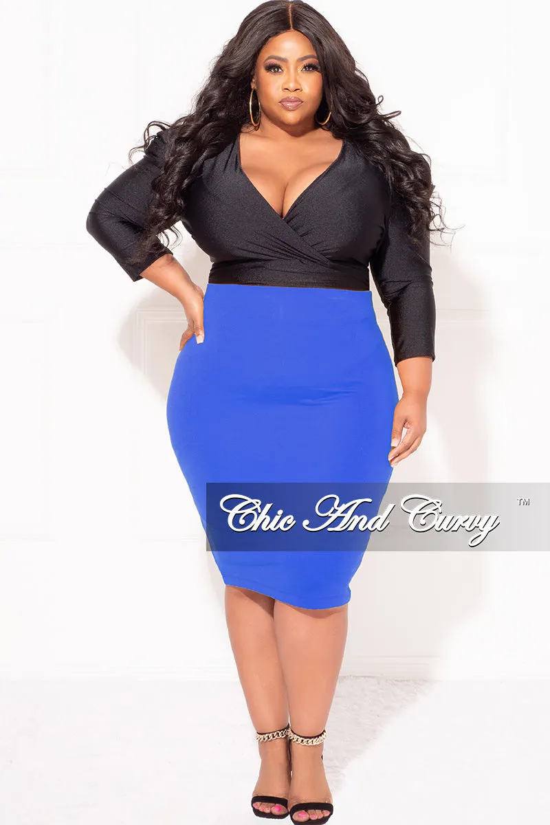 Final Sale Plus Size Pencil Skirt in Royal Blue