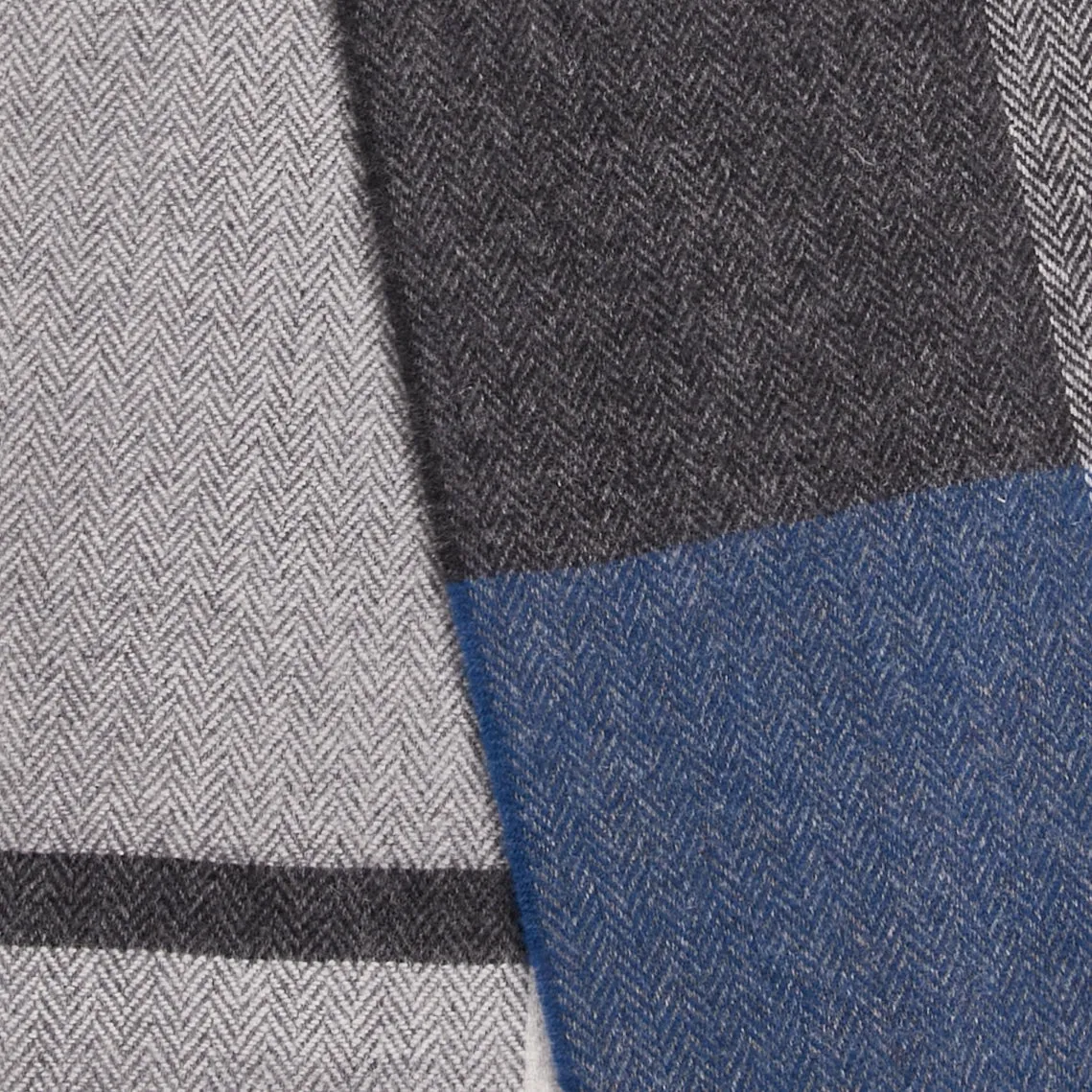 Foxford Lambswool Scarf | Navy Block Stripe