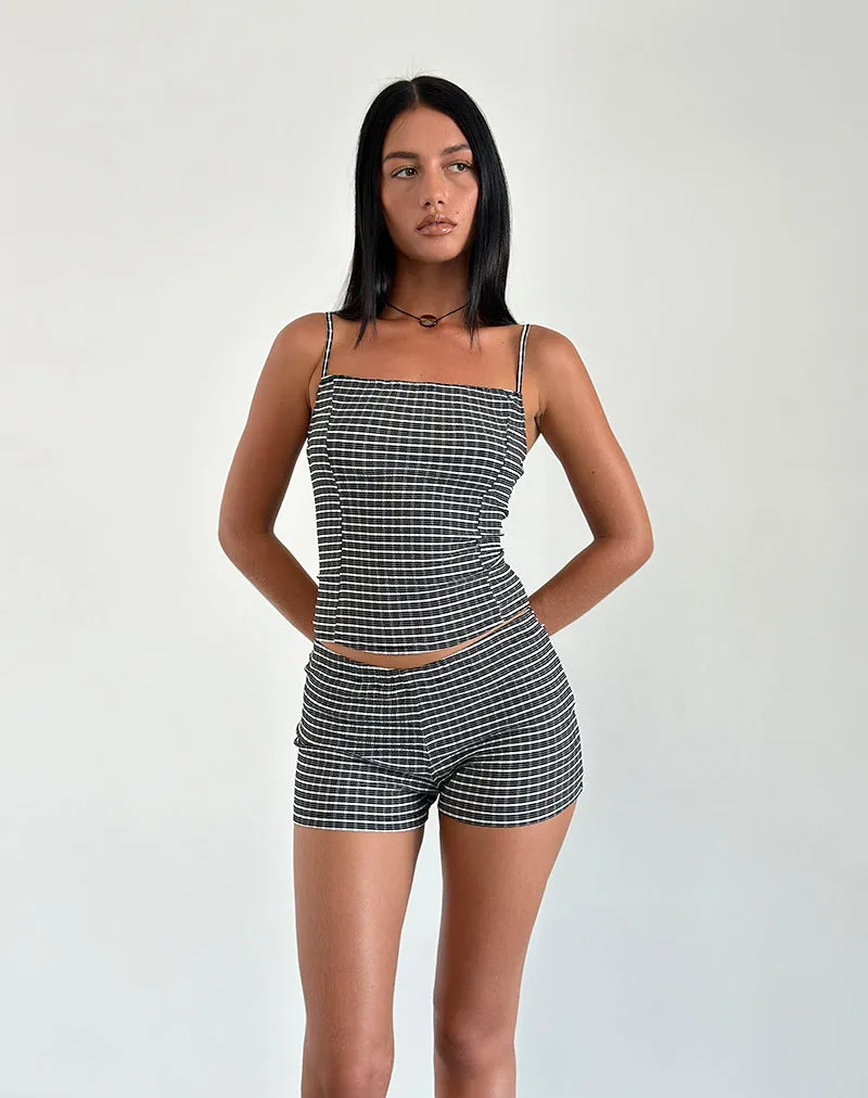 Ghibli Micro Shorts in Crinkle Check Black Grey