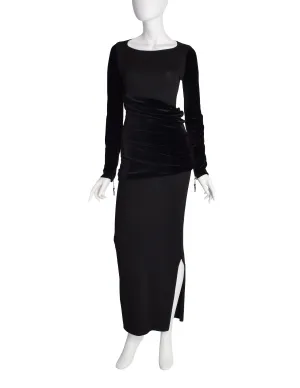 Gianfranco Ferre Vintage Black Knit and Velvet Evening Dress