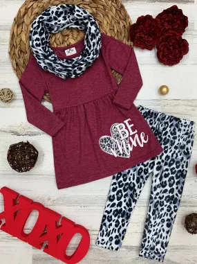 Girls "Be Mine" Tunic, Leggings and Scarf Set