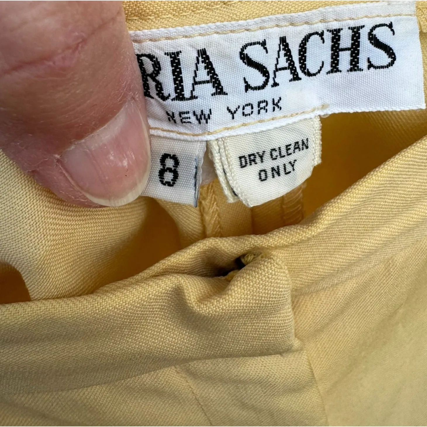 Gloria Sachs Vintage High Waist Pleated Wide Leg Banana Cream Dress Pants - 8