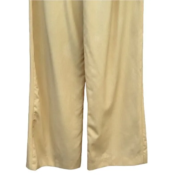 Gloria Sachs Vintage High Waist Pleated Wide Leg Banana Cream Dress Pants - 8