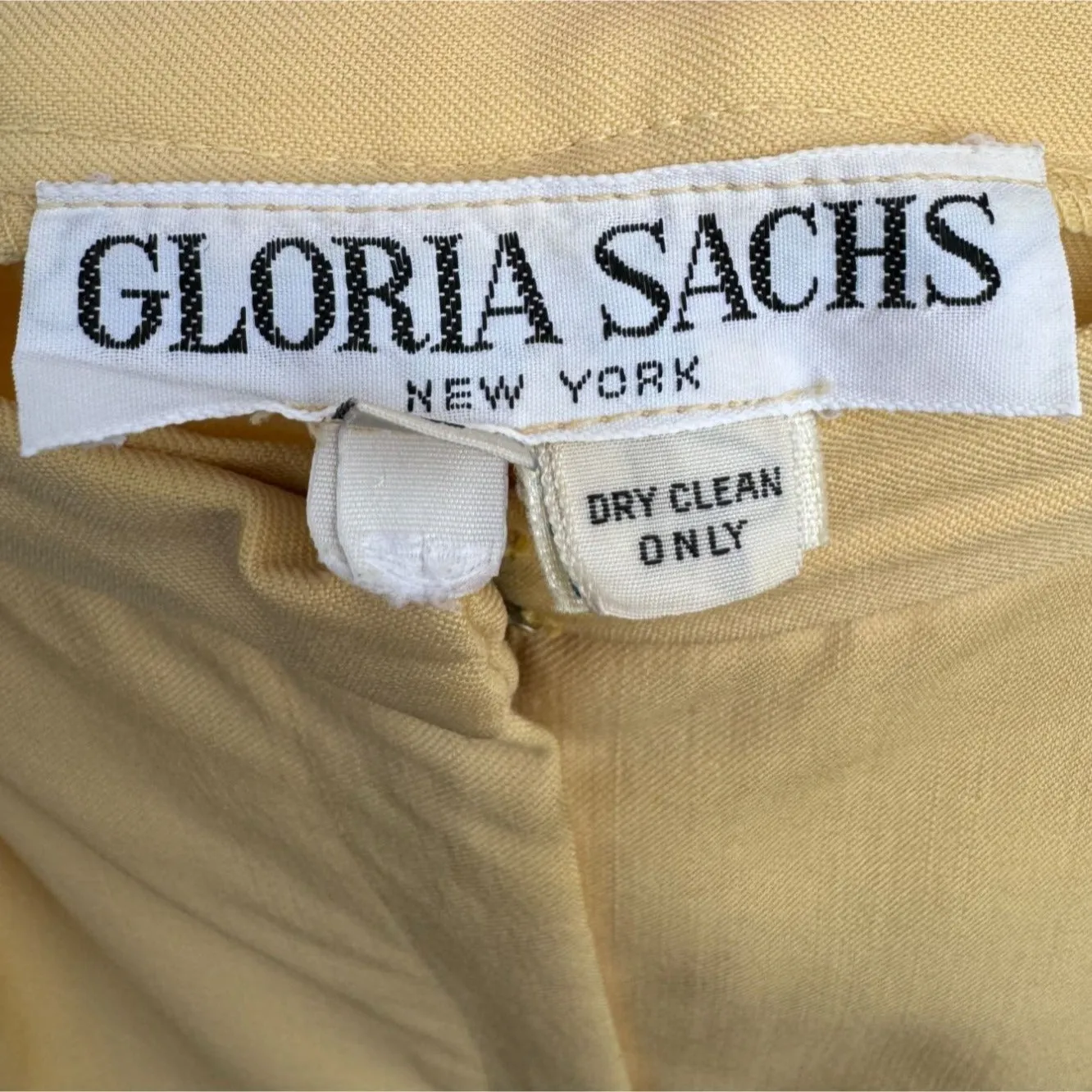 Gloria Sachs Vintage High Waist Pleated Wide Leg Banana Cream Dress Pants - 8