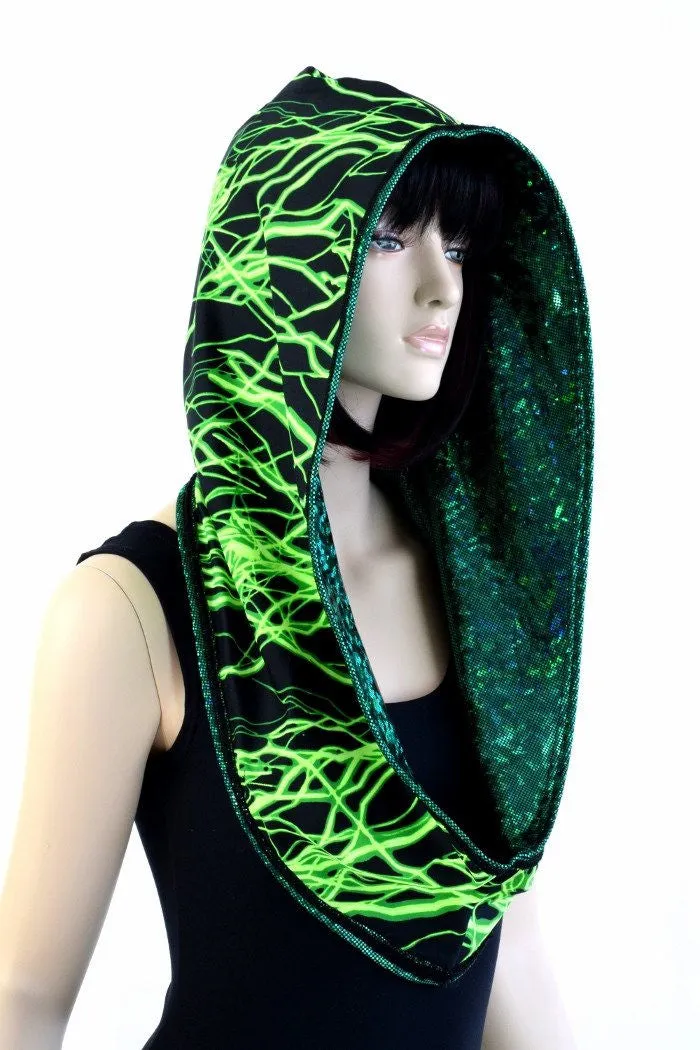 Green Kaleidoscope & Green Lightning Infinity Festival Hood