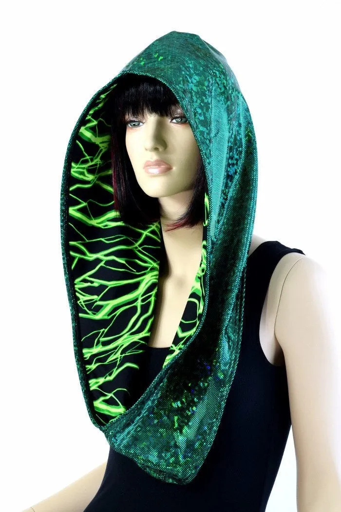 Green Kaleidoscope & Green Lightning Infinity Festival Hood