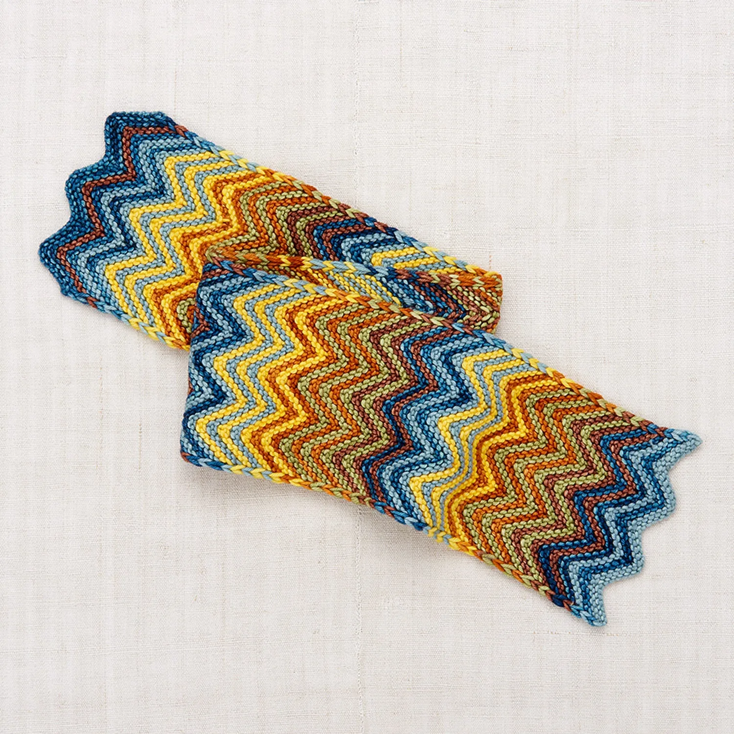 Hand Knit Merino Wool Parlor Chevron Scarf - Mango