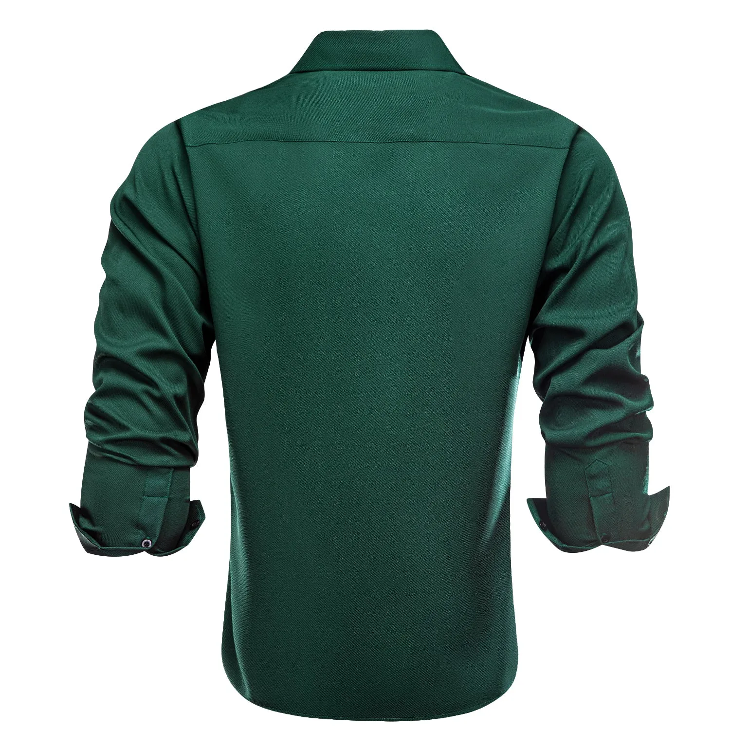 Hi-Tie Dark Green Business Casual Versatile Men's Long Sleeve Shirt