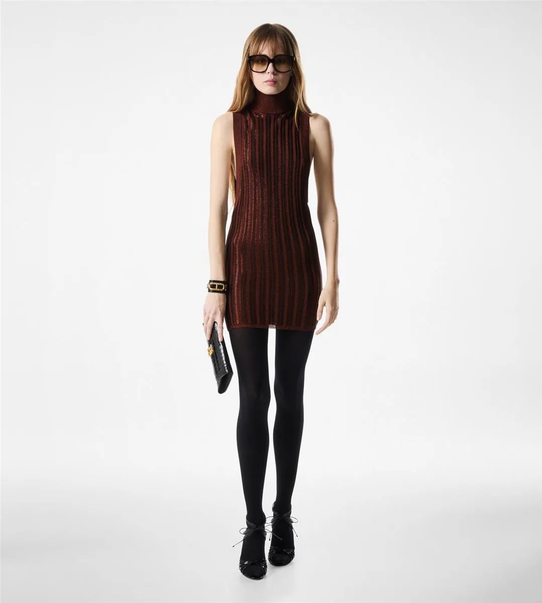 HIGH-NECK RIBBED MINIDRESS