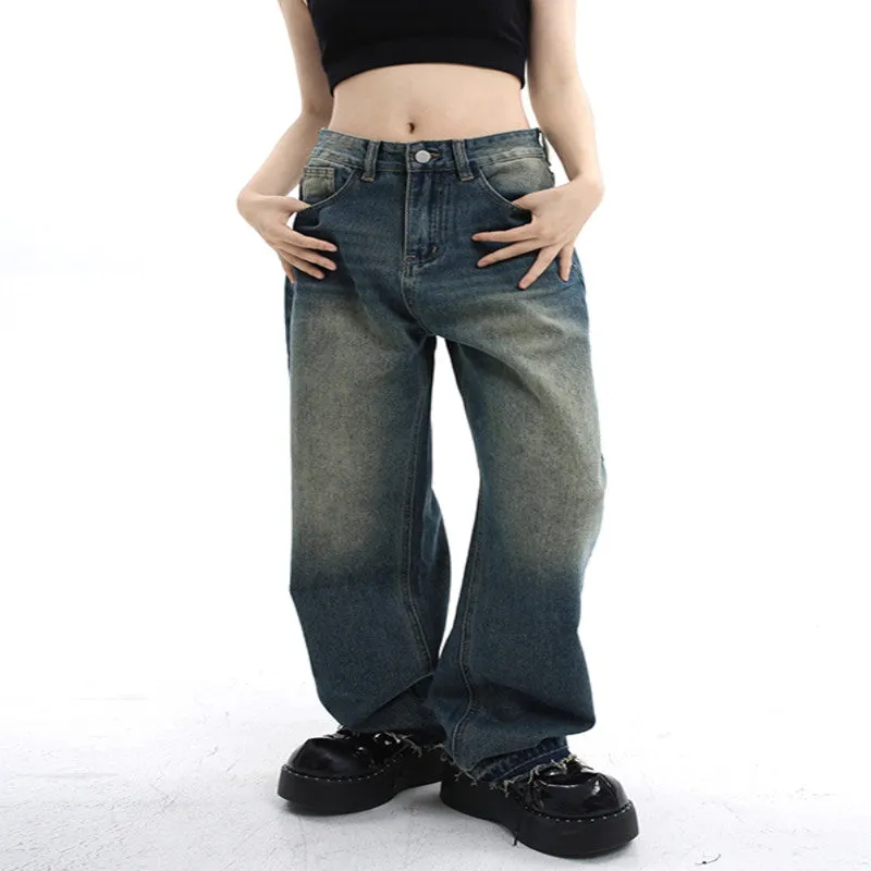 High Waisted Straight Leg Retro Jeans For Women