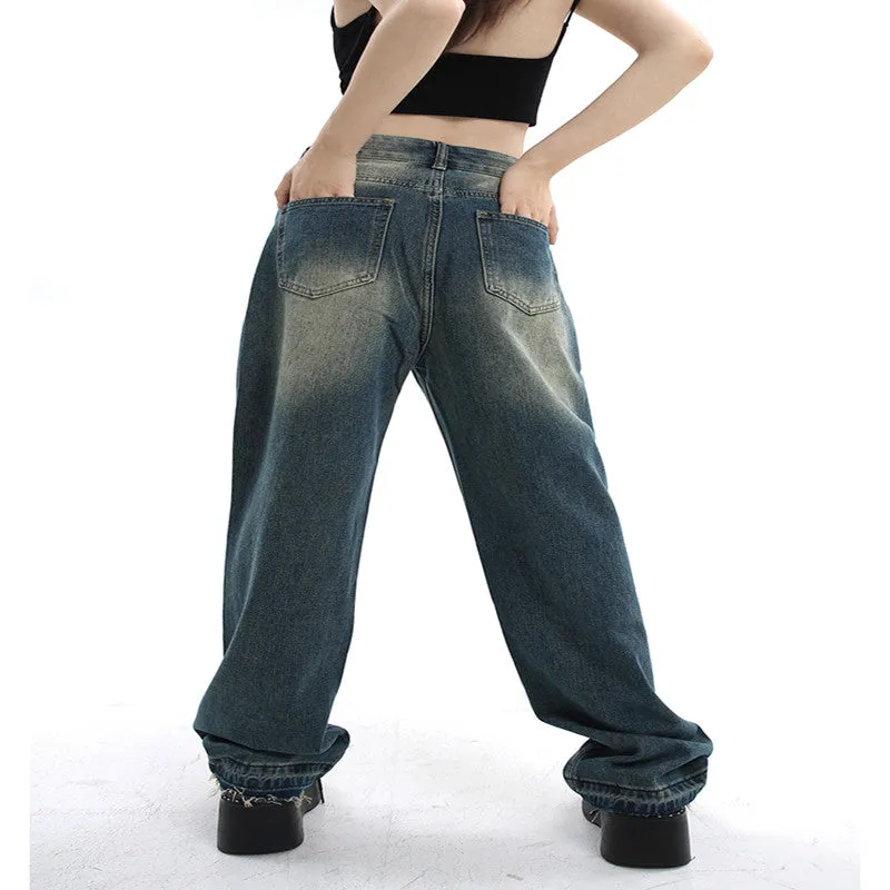 High Waisted Straight Leg Retro Jeans For Women