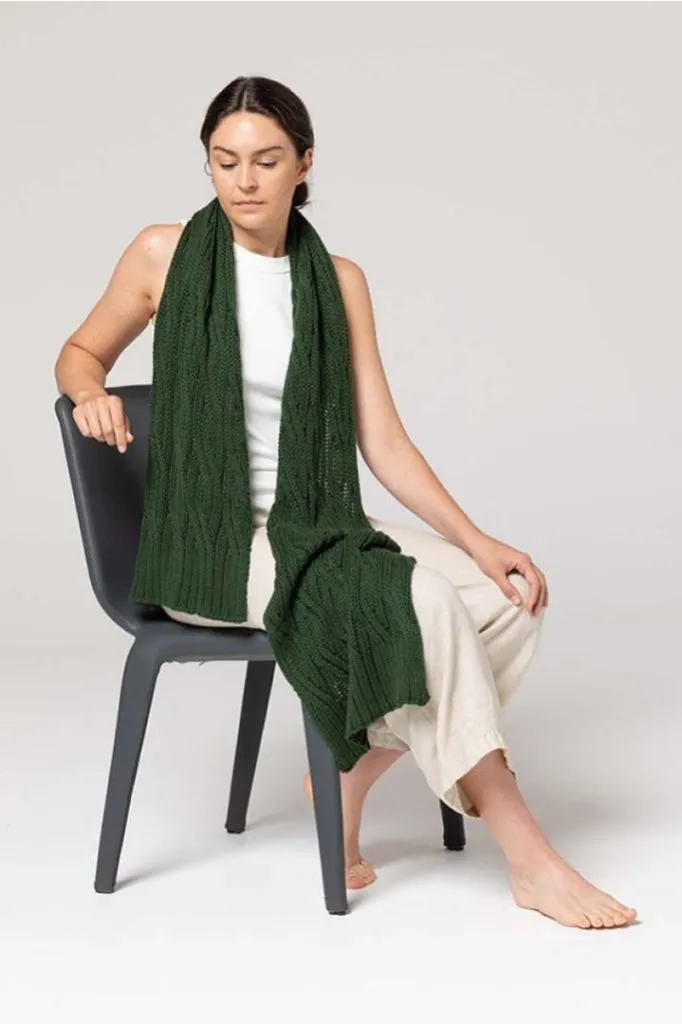 Indus Design - Chunky Cable Knit Scarf - Eucalyptus