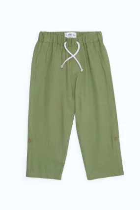 Infant Boys Green Linen Trouser