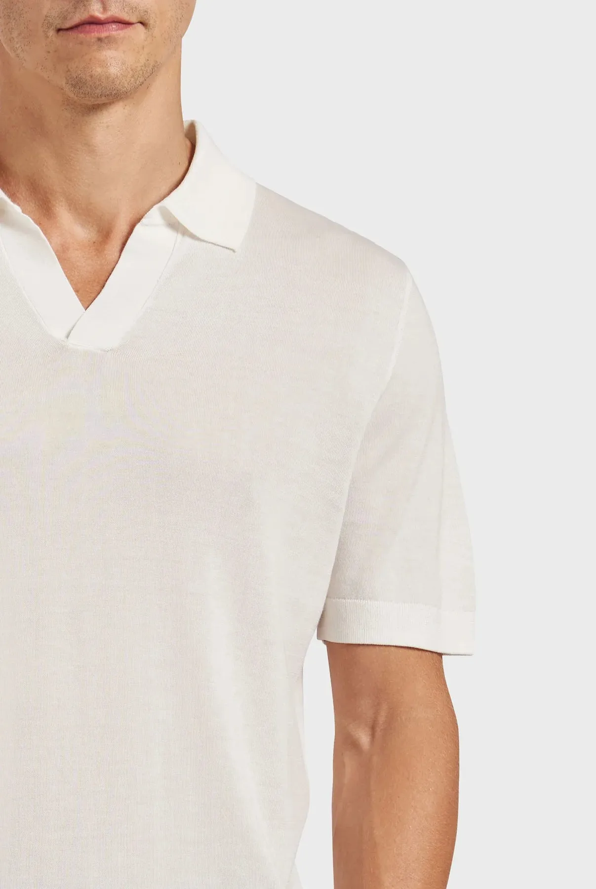 Irvine Knit Polo in Off White