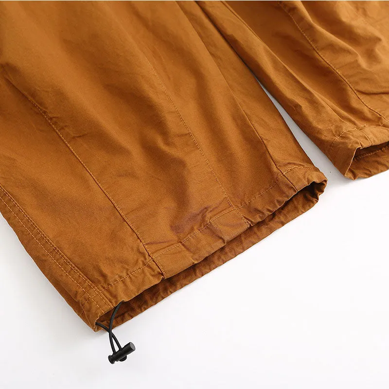 Japanese Retro Casual Multi-pocket Elastic Waist Cargo Pant