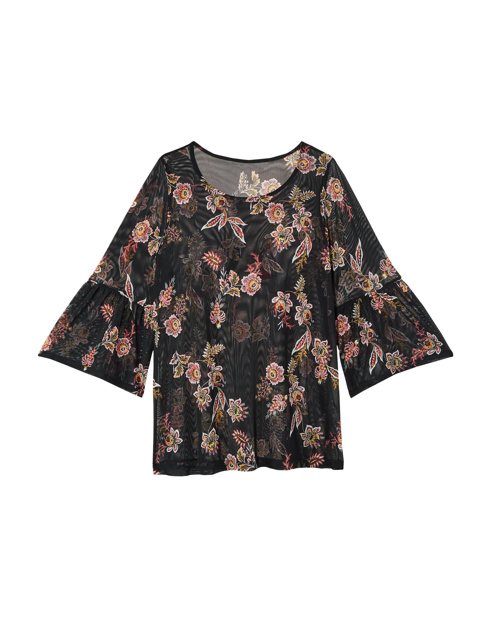 Julia Sheer Top | Black / Pink