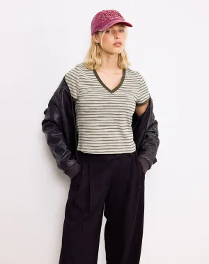 Keiko Top in Stripe Jersey Tonal Brown