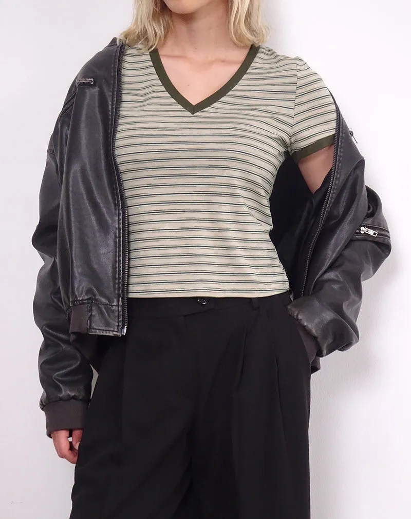 Keiko Top in Stripe Jersey Tonal Brown