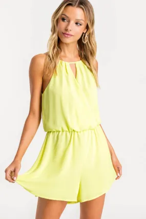 Keyhole Romper, Neon Lime