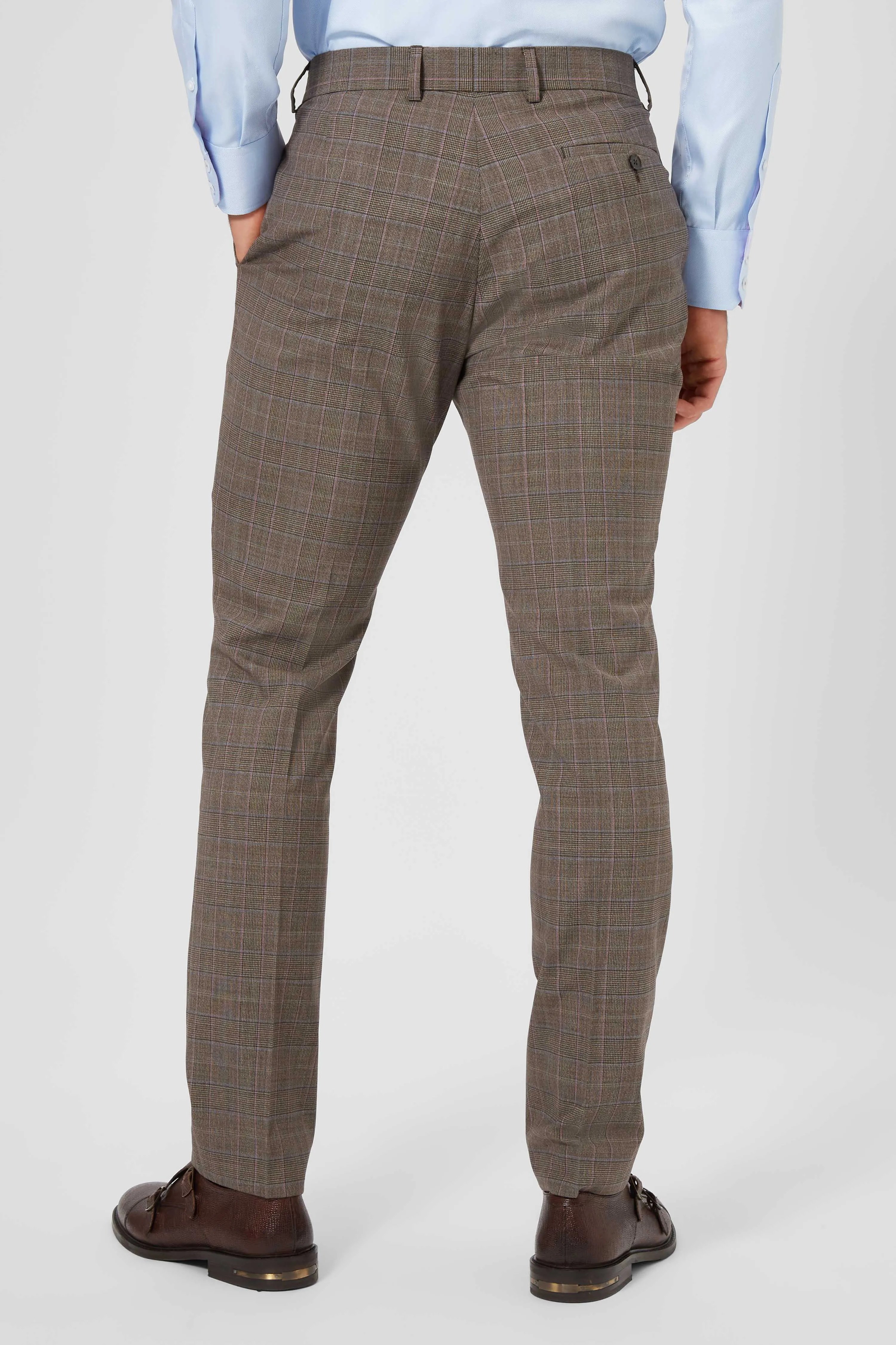 Kilburn Slim Fit Brown Check Wool Suit - ARCHIVE