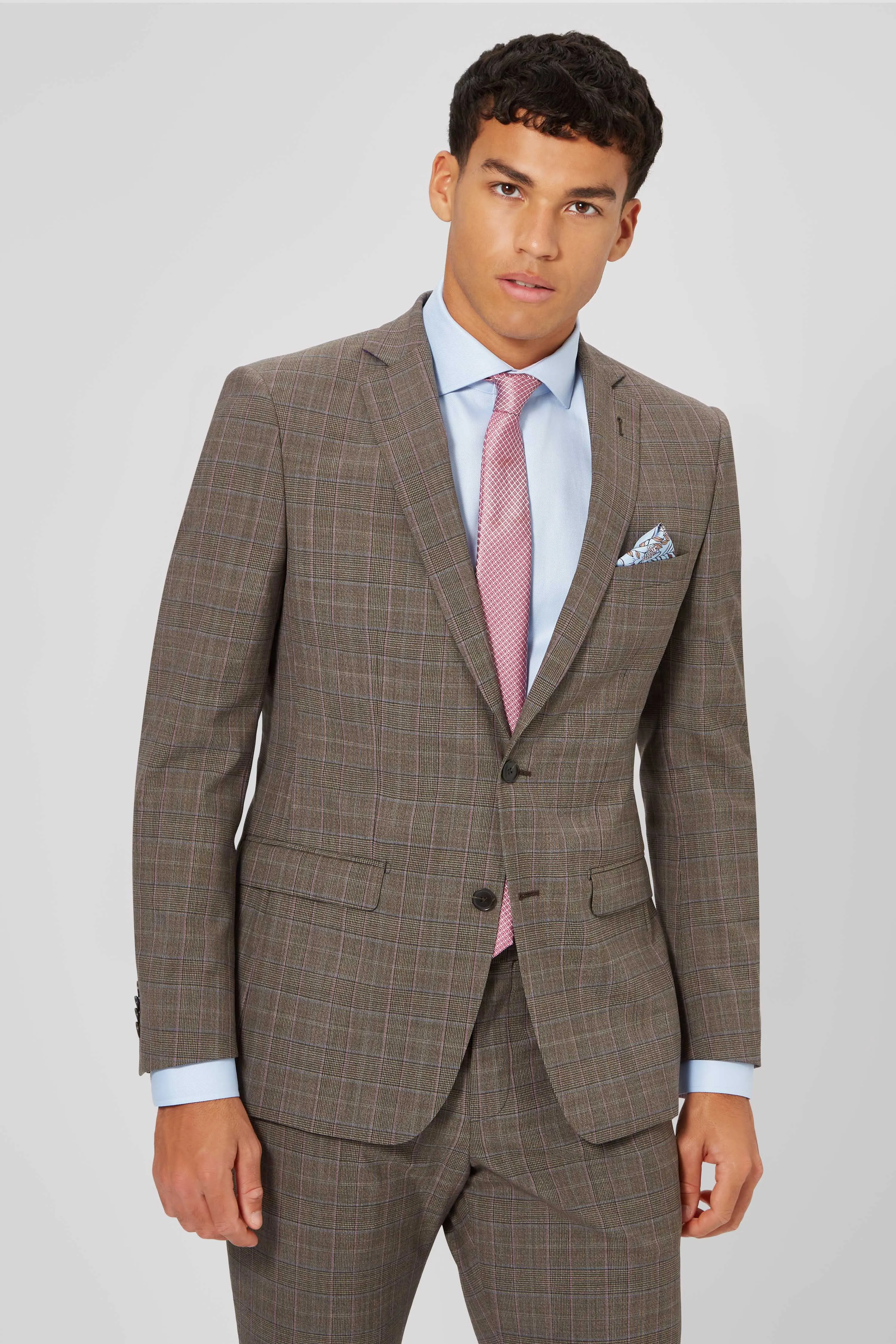 Kilburn Slim Fit Brown Check Wool Suit - ARCHIVE