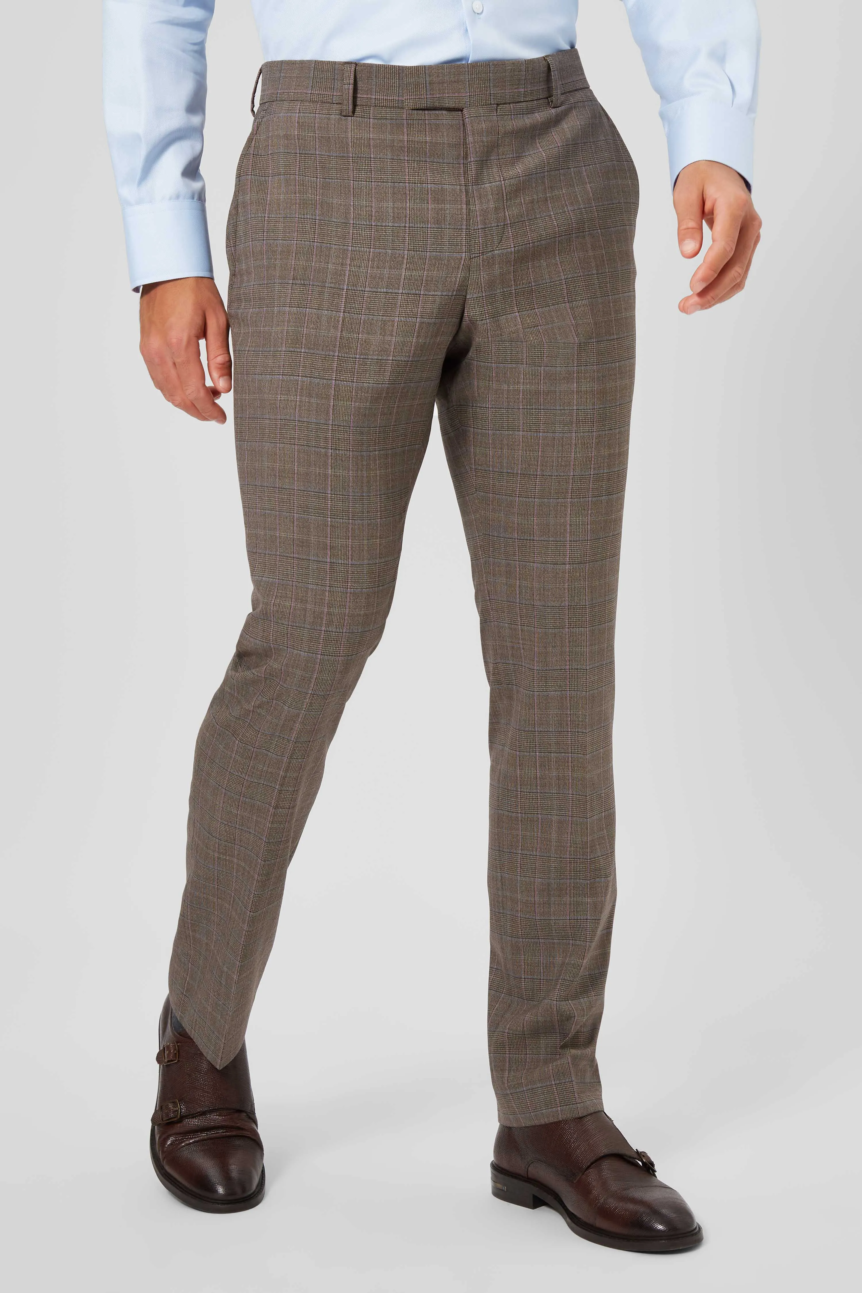 Kilburn Slim Fit Brown Check Wool Suit - ARCHIVE