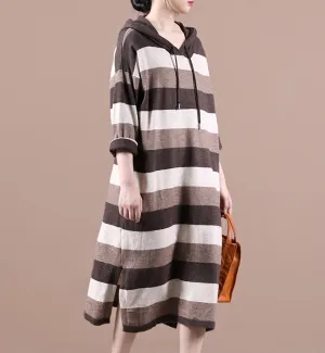 Knit Fall Loose Long Sleeve Women Dresses Stripe Casual Women Dresses SSM97215