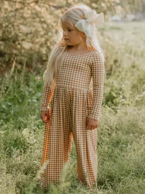 Leggy Romper - Mustard Gingham