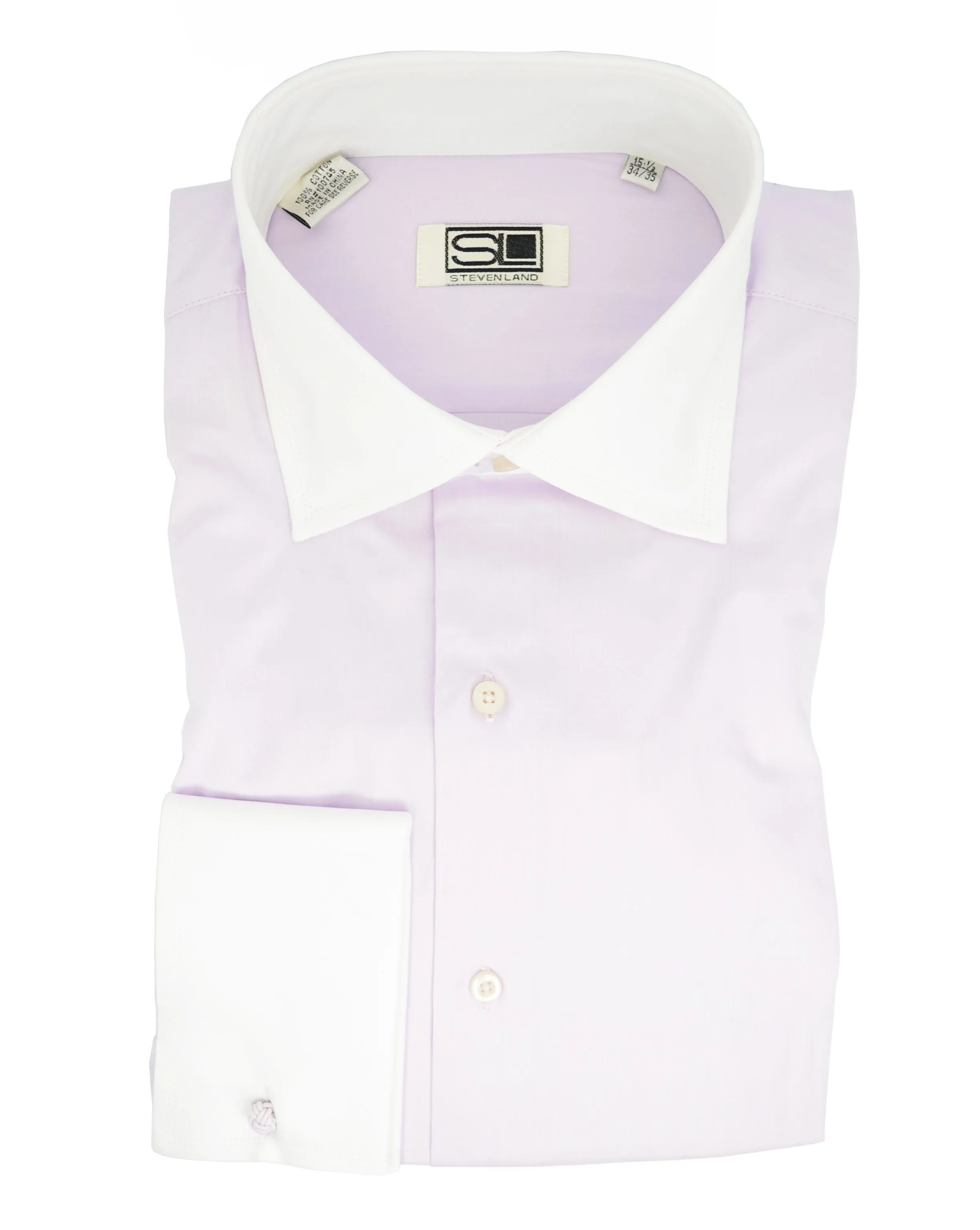 Lilac and White French Cuff Dress Shirt