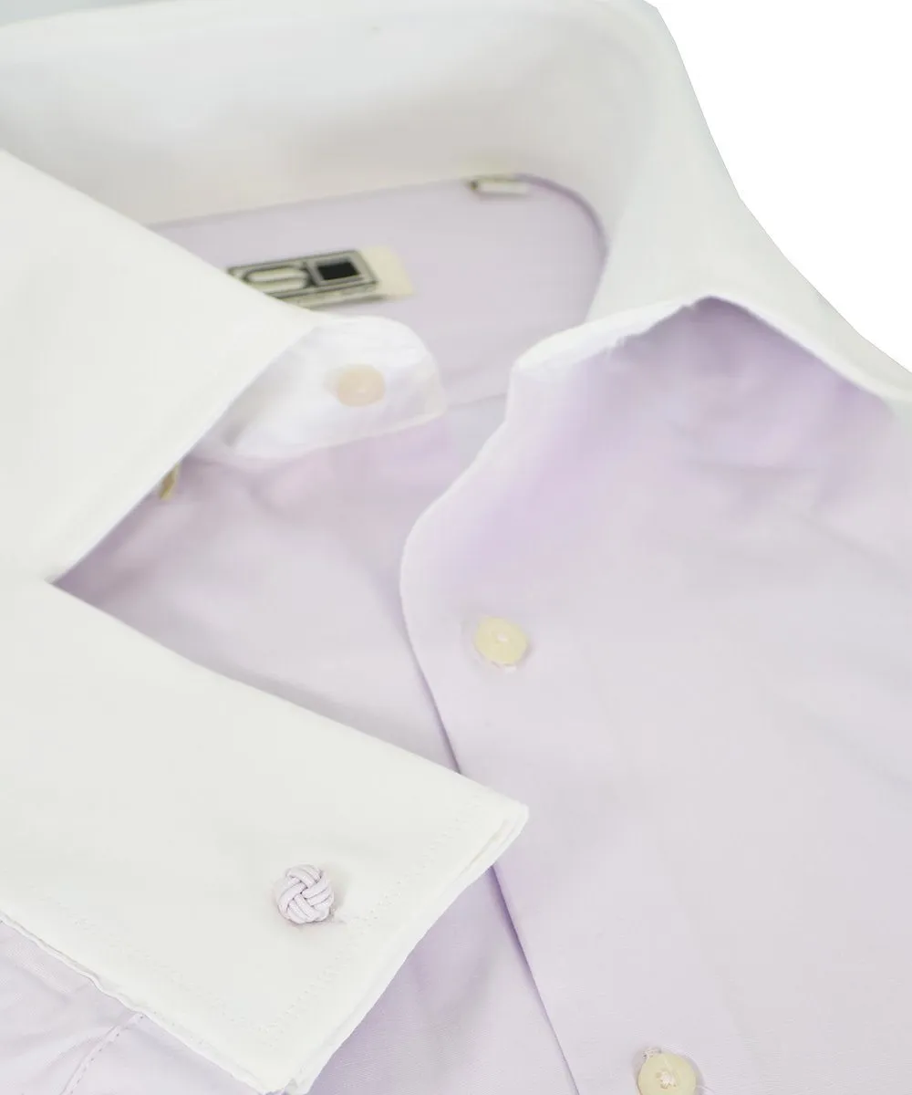 Lilac and White French Cuff Dress Shirt